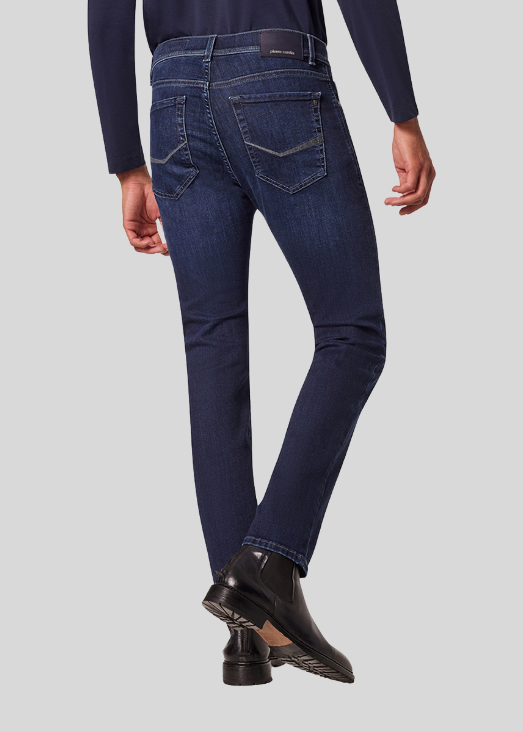 Lyon Tapered Fit Jeans Futureflex, dark blue used mustache Detailansicht 1