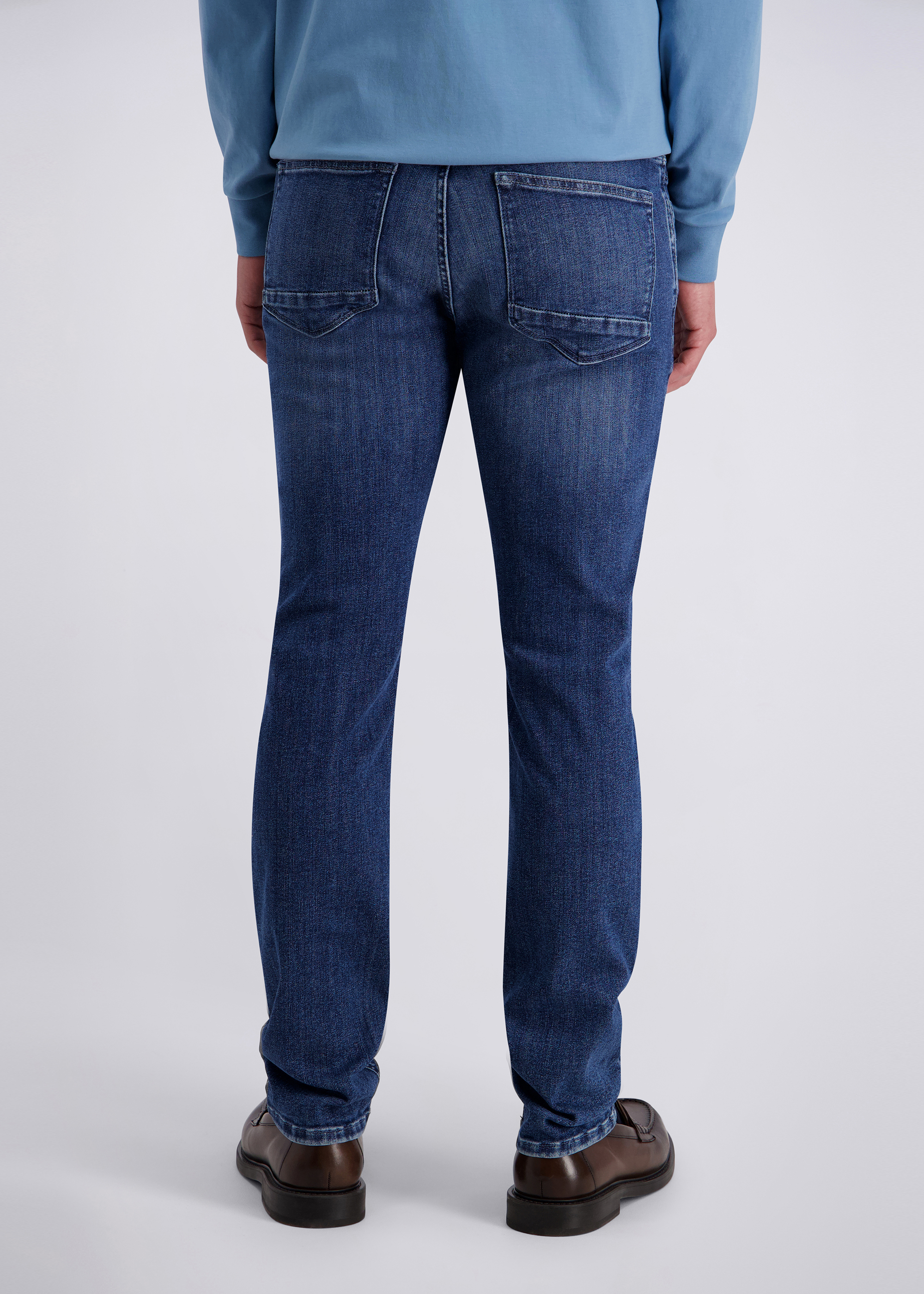 Tapered Stretch Denim, ocean blue used Detailansicht 1