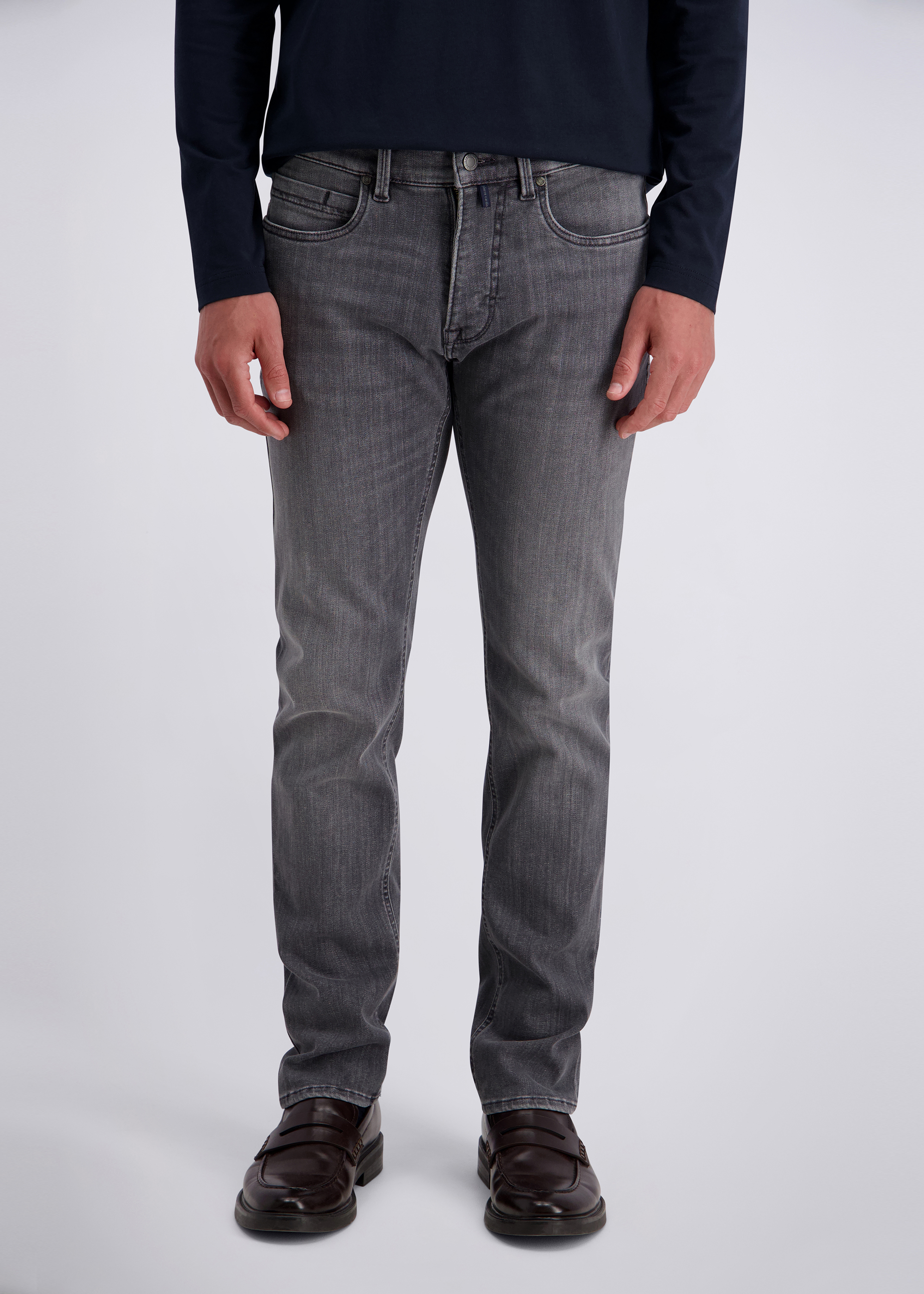 Lyon Tapered Stretch Jeans, grey used Frontansicht