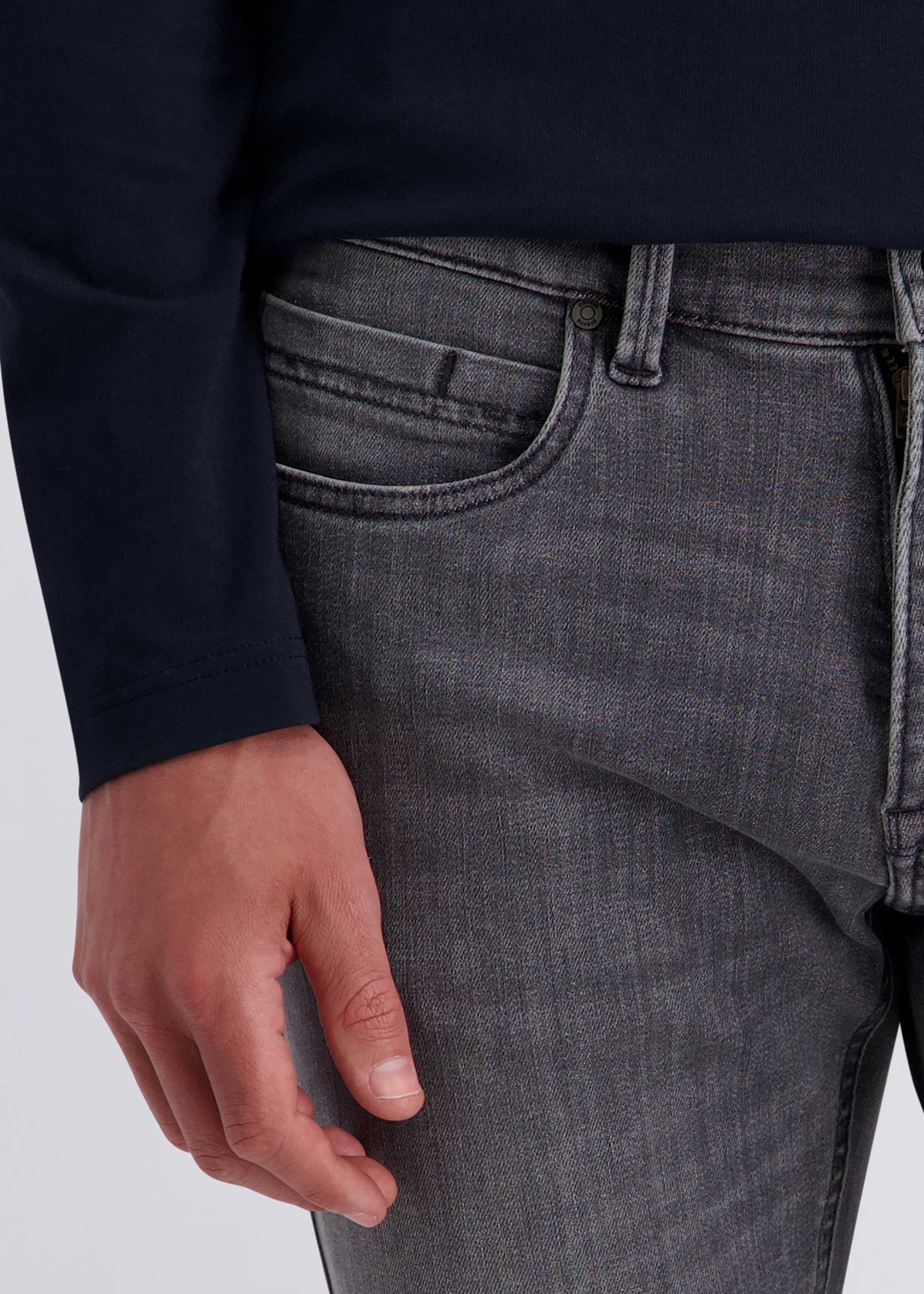 Lyon Tapered Stretch Jeans, grey used Detailansicht 2