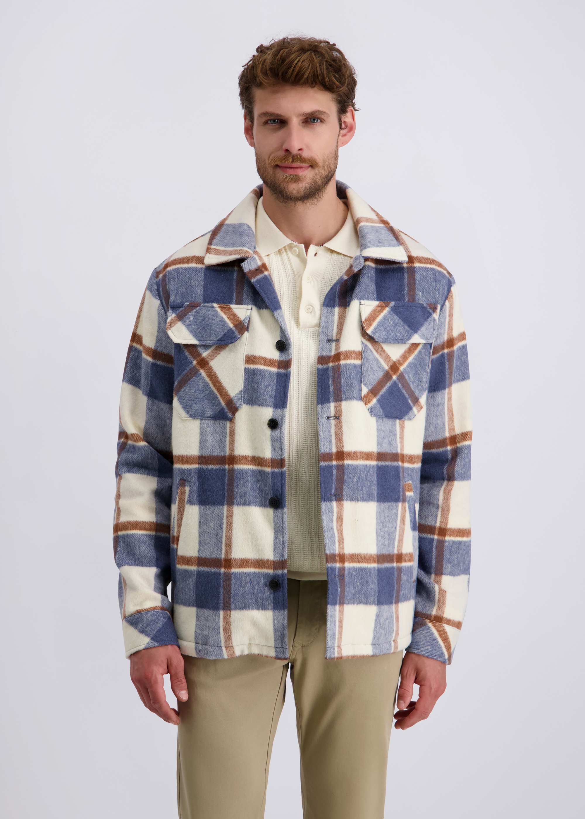 Karierte Freizeitjacke, Egret Pattern Frontansicht