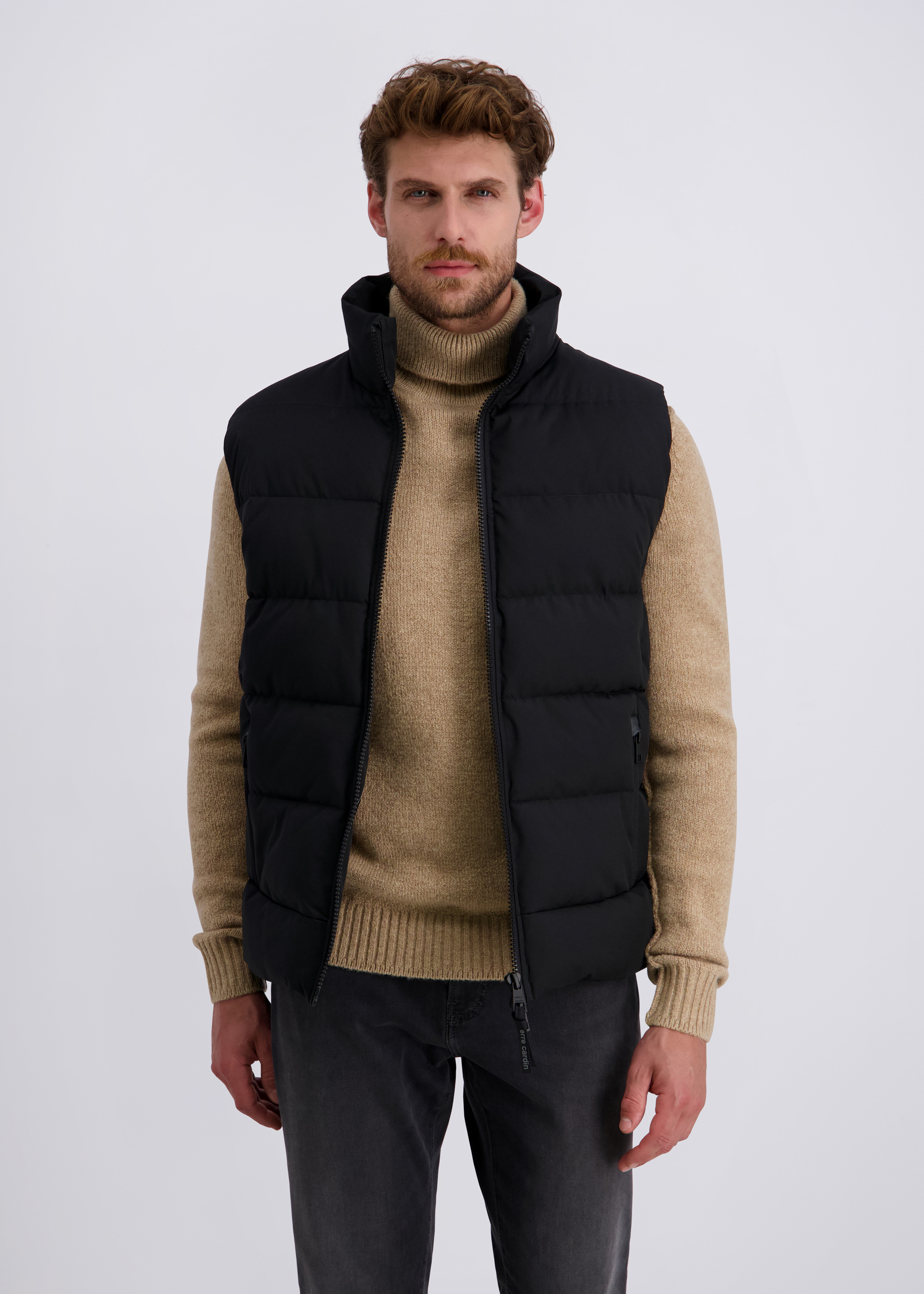 Elegante Weste mit Reißverschluss, Schwarz Frontansicht