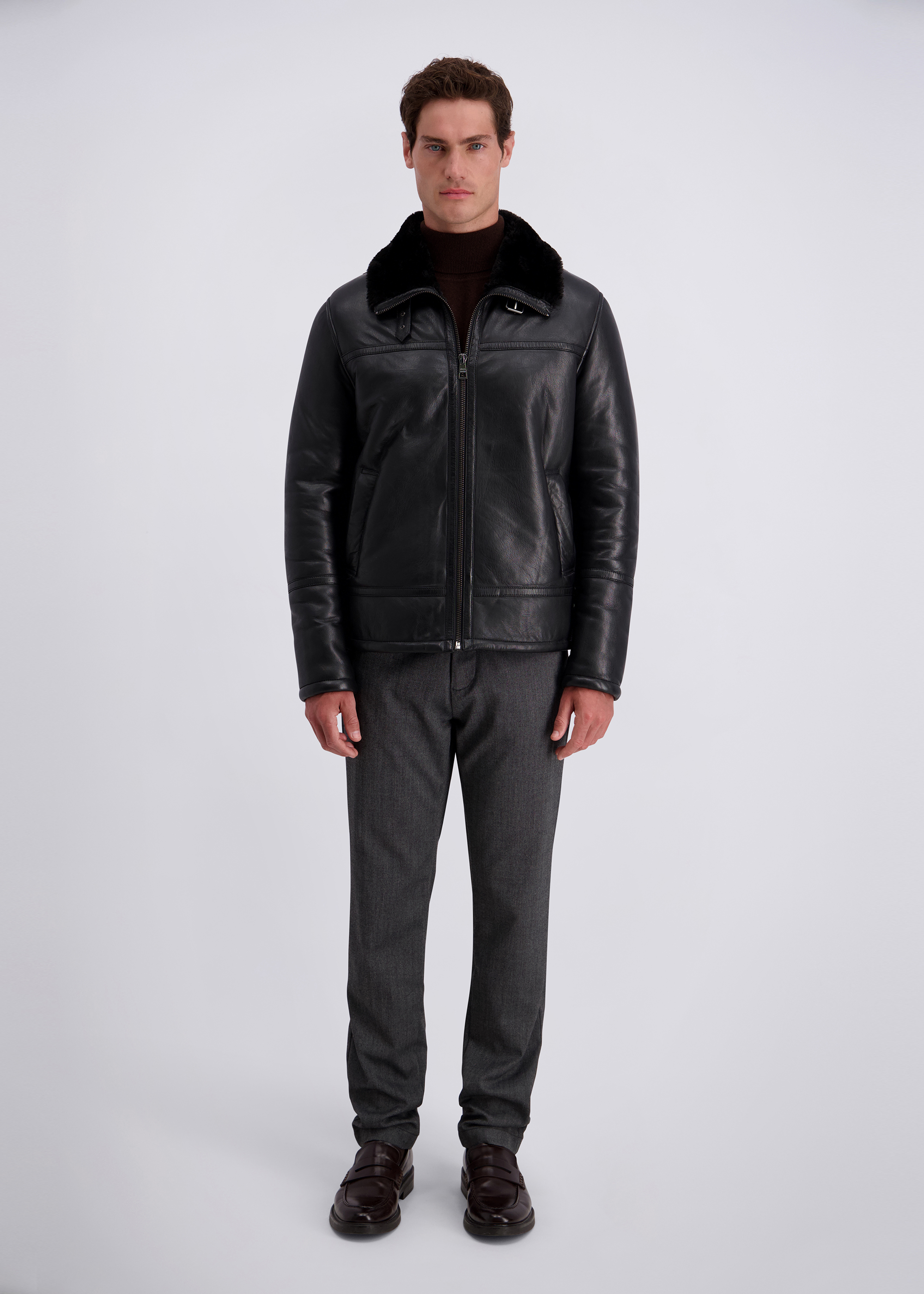 Premium Lamb Nappa Leather Jacket, Black Beauty Rückansicht