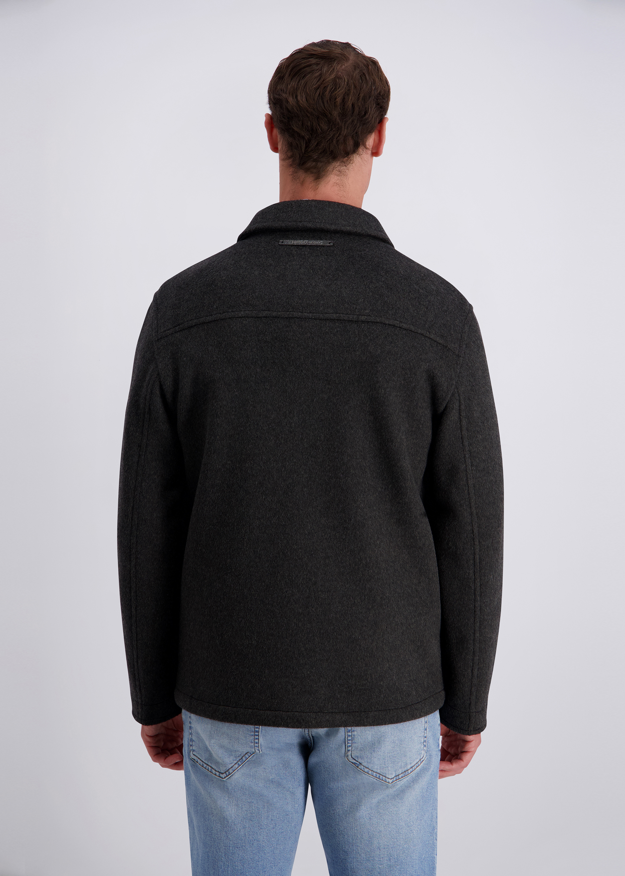 Knit Wool-Blend Overshirt Jacket, Asphalt Detailansicht 1