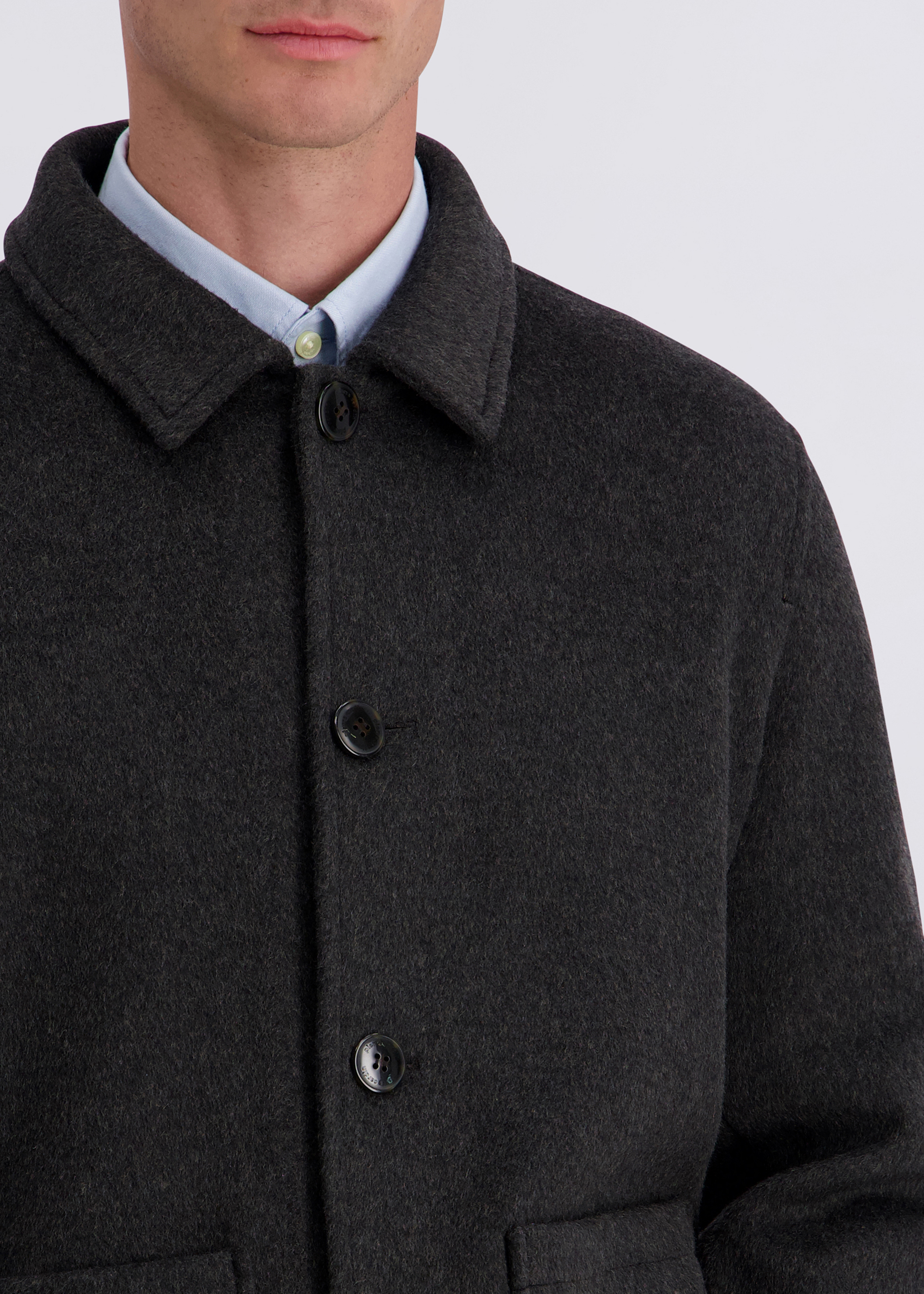 Knit Wool-Blend Overshirt Jacket, Asphalt Detailansicht 2